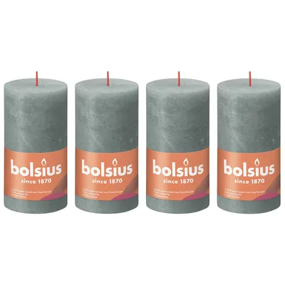 Produktbild von 4er-Set Stumpenkerze - Höhe 13 cm - Durchmesser 6,8 cm - Rustik - Eukalyptusgrün