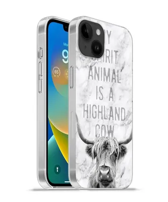 Produktbild von MuchoWow® Handyhülle Schutzhülle Hülle für Apple iPhone 14 Plus - Soft case Schottischer Highlander - Marmor - Zitat Silikon Softcase Handy Hülle - Abbildung