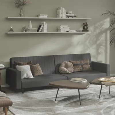 Produktbild von Schlafsofa 2-Sitzer Dunkelgrau Samt 375938