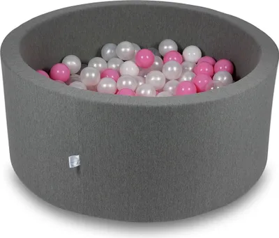 Immagine prodotto di Bacinella 90x40cm grigia con 300 palline: bianco, madreperla, rosa cipria