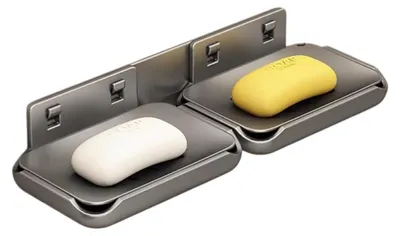 Immagine prodotto di INF Portasapone a Parete Doppio Alluminio Grigio 21.2x9.1x3.2cm 2 pz