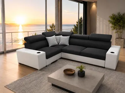 Produktbild von Ecksofa PETE II: Schlaffunktion & Bettkasten für das Moderne Wohnzimmer, KI-generiertes Bild