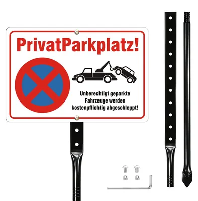 Imagen del producto de Cartel de estacionamiento privado con poste 30 x 20 cm