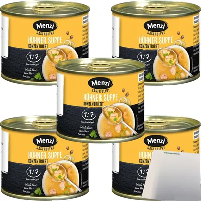 Produktbild von Menzi Hühner Suppe Extra Konzentriert 1:7 (5x200ml Dose) + usy Block