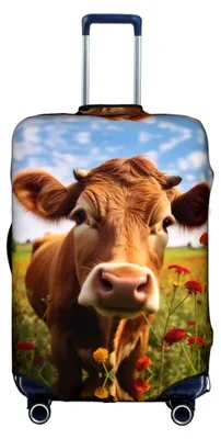 Produktbild von Elastische Gepäckabdeckung mit rotem Blumenmotiv, waschbar und kratzfest, Größe L