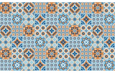Zdjęcie produktu dla Samoprzylepne naklejki na płytki do kuchni i łazienki – 60 naklejek imitujących płytki cementowe, Azulejos Alemina – 60 naklejek, 10 x 10 cm