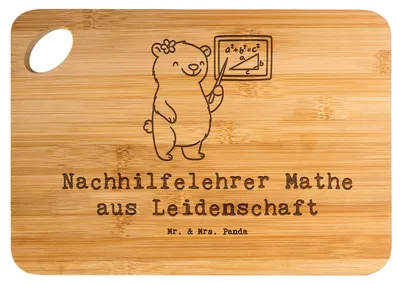 Produktbild von Mr. & Mrs. Panda Frühstücksbrett Nachhilfelehrer Mathe Leidenschaft - Transparent - Geschenk, Nachhilfe, Spruch, Küchenbrett, Mathematik, Holzbrett, Schneidebrett, Lustig