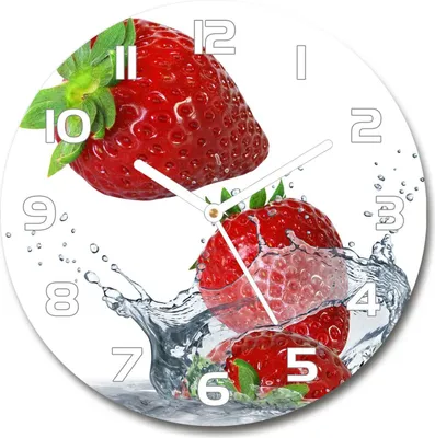 Produktbild von Wanduhr aus Glas 30fi Glasbild Glasuhr Gehärtetes Glas - weisse-zeiger - Strawberries and water