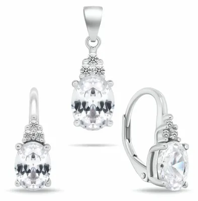Immagine prodotto di Set di gioielli in argento con zirconi cubici SET293W ( Orecchini, ciondoli)