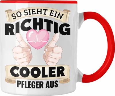 Produktbild von Trendation - Pfleger Tasse Geschenk Altenpfleger Geschenkidee Pflegekraft Krankenpfleger Cooler Pfleger (Rot)