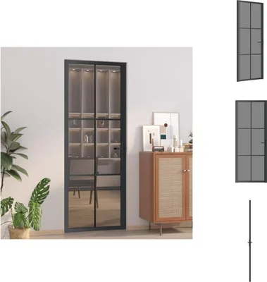 Immagine prodotto di vidaXL Porta interna 76x201,5 cm nero ESG vetro e alluminio - Porte d'ingresso