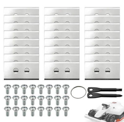 Image de Lot de 24 lames de rechange pour robots tondeuses, comprenant les vis et les tournevis