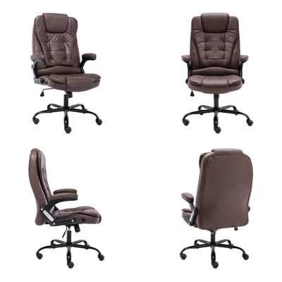 Image de vidaXL Chaise de bureau Marron foncé aspect daim - Chaise de bureau - Chaise bureau - Fauteuil bureau