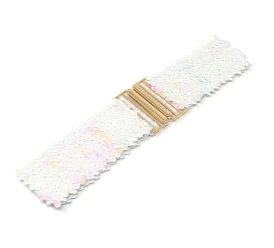 Image de Ceinture à paillettes pour femmes, de la marque Cadoline, avec une partie élastique stretch et une boucle dorée
