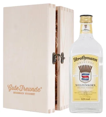 Produktbild von Strothmann Weizenkorn (0,35L) mit Geschenk-Holzkiste