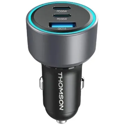 Obrázok produktu pre Nabíjačka do auta - THOMSON - 60 W - najmodernejšia technológia - 2 USB-C (PD 30 W) + USB-A (QC 3.0 18 W)
