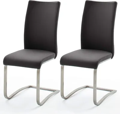 Image de Esszimmerstuhl >Muvo II< (2er Set) in Schwarz aus Echtleder - 43x103x52 (BxHxT)