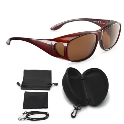 Produktbild von FALINGO Sonnenüberbrille CLASSIC EDITION polarisiert UV 400 uni inkl. Hardcase und Zubehör (Braun)