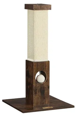 Image de Arbre à chat avec jouets – Arbre à chat – Corde en sisal – Couleur marron vintage – 38 x 38 x 73 cm