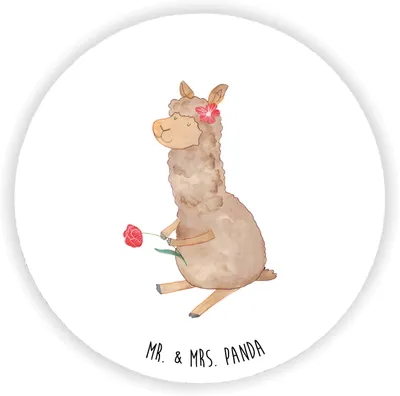 Produktbild von Mr. & Mrs. Panda magnet Alpaka Blume - Weiß - Geschenk, pinnwand, Lamas, Lama, Spruch, für kühlschrank, Kühlschrankmagnet, pinwand, büromagnete