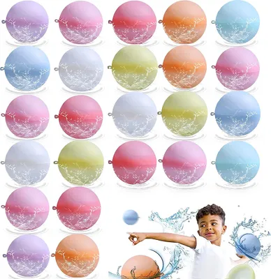Produktbild von 24 Stück Wiederverwendbare Wasserballons,Silikon-Wasserspritzball für Kinder Wasserkampfspiel,Wasserbomben