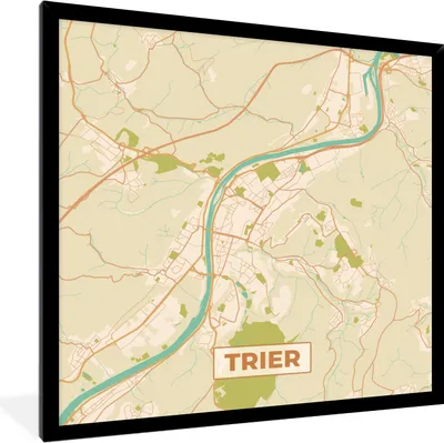 Produktbild von MuchoWow® Gerahmtes Poster Trier - Jahrgang - Karte - Stadtplan 40x40 cm - Poster mit Schwarzem Bilderrahmen Wandposter Rahmen Foto Bilder - Mit Rahmen - Wanddekoration Schlafzimmer