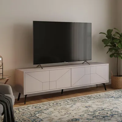 Image de Olgadikiev - Meuble TV, 180x30x50h cm Beige, une Étagère