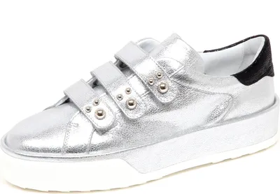 Produktbild von F4084 sneaker donna silver/black HOGAN R320 scarpe metallic effect shoe woman