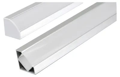 Produktbild von 2 m Eckprofil Eckleiste Aluprofil Alu LED Kanal Schiene LED Leiste für LED-Streifen mit Milchglas Abdeckung Profil G