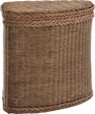 Zdjęcie produktu dla KRINES HOME rattanowy kosz na pranie / skrzynia na pranie z solidną pokrywą narożna skrzynia narożna (vintage brązowy)