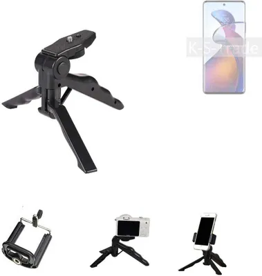 Produktbild von K-S-Trade Stativ Tisch-Ständer Dreibein Handy-Stativ Ständer kompatibel mit Motorola Edge 30 Fusion Mini-Stativ Smartphone Tripod Handy-Stativ aus