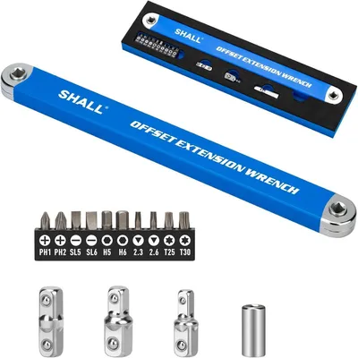 Productafbeelding van Verlengstuk voor sleutels, 39 cm lang, met adapters van 1/2", 1/4" en 3/8", en 10 bits