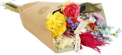 Produktbild von Getrocknete Blumen & Seide – Sommerfest – 4 Blumenträuße – Höhe ca. 55cm – Farbige Trockenblumen & Seidenblumen – Langlebige Deko