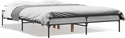 Productafbeelding van Bedframe, grijs Sonoma, 135x190 cm, gemaakt van houtvezel en metaal