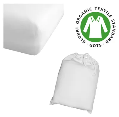 Produktbild von Spannbettlaken reine Bio Baumwolle 60x120 - 70x140 cm weiss für Kinder - Baby Bett