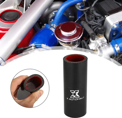 Image de 30mm 1.18" Diamètre Interne Voiture Droit Silicone Tuyau Coupleur Tube Noir Rouge