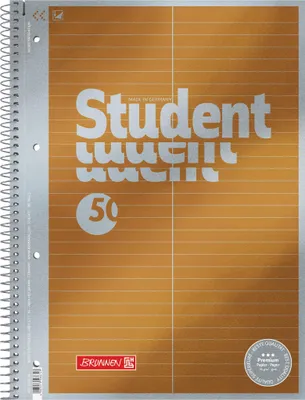 Produktbild von Brunnen 1067146, Metallisch, Gelb, 50 Blätter, Liniertes Papier, A4, 90 g/m², Spiralbindung