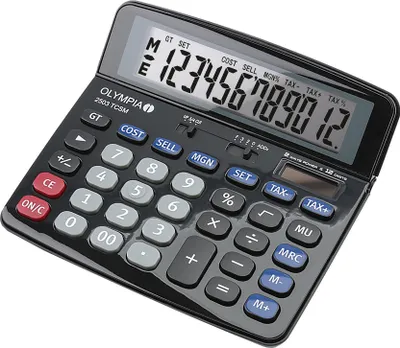 Produktbild von Olympia 2503, Desktop, Finanzrechner, 12 Ziffern, Batterie/Solar, Schwarz, Blau, Grau