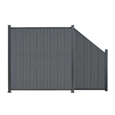 Produktbild von MinteChill WPC Gartenzaun, Sichtschutzzaun 273x185cm mit Längsstreifen-Schrägelement Anthrazit