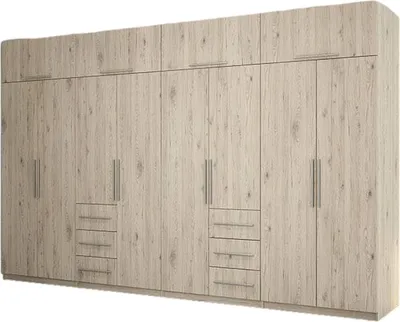 Zdjęcie produktu dla Meblast | Szafa 360x220 cm - Dąb Bordeaux - Szafa z półkami, szufladami i drążkiem na ubrania | Efektowny styl