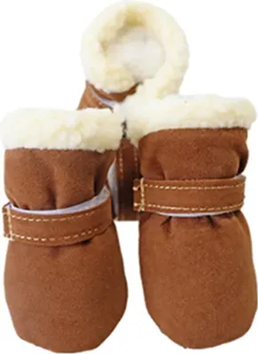 Produktbild von Hunde-Winterstiefel, warm, für den Winter, kleine Hundeschuhe, Fleece-Schneestiefel für kleine Hunde, rutschfeste Sohle, Pfotenschutz für Hunde, kalte Tage, Spaziergänge im Freien, Laufen