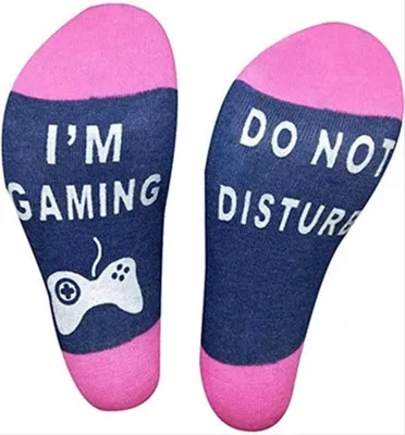 Produktbild von CHPN – Socken – Gaming-Socken – Nicht stören – Lustige Socken – Haussocken – Einheitsgröße  Rosa/Blau – Herren – Geschenk – Trendige Socken