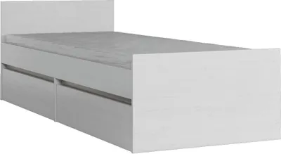 Produktbild von Einzelbett / Gästebett Alwiru 03, Farbe: Kiefer Weiß / Grau - 90 x 200 cm (B x L)