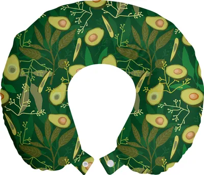 Produktbild von ABAKUHAUS Avocado Reisekissen Nackenstütze, Retro Style-Blätter Früchte, Schaumstoff Reiseartikel für Flugzeug und Auto, 30x30 cm, Grüne Avocado-Grün