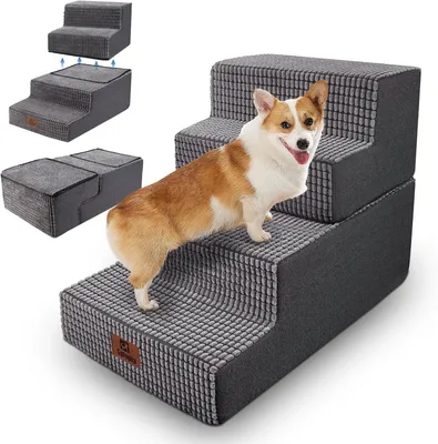 Produktbild von Hundetreppe 50 cm, 4 Stufen, für Sofa und Bett, aus Schaumstoff, für Schlafzimmer