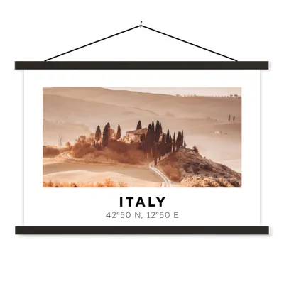 Produktbild von MuchoWow® Textilposter Italien - Toskana - Bäume 90x60 cm mit schwarzem Rahmen - Aufhängungssatz