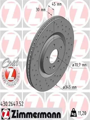 Produktbild von 2x ZIMMERMANN Bremsscheibe 430.2647.52 für OPEL INSIGNIA Caravan INSIGNIA CC