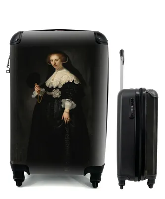 Produktbild von MuchoWow® Koffer Handgepäck Trolley Rollkoffer Kleine Reisekoffer mit 4 Rollen - Eheporträt von Oopjen Coppit - Rembrandt van Rijn - Cabin Size < 55x40x23 cm & 55x40x20 cm - Fotokoffer - Kabinenkoffer - Boardgepäck - Reise-Box - Reisekoffer - Reisegepäck - Koffer mit Bild - Trolley für Kinder