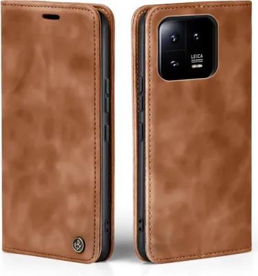 Produktbild von Handy Hülle für Xiaomi 14 Klapphülle Bookcase Flip Cover Handy Tasche Etui Farbe: Hellbraun