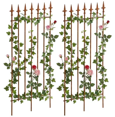 Produktbild von CLP 2er Set Rankgitter Elisa 100 x 50 cm lackiertes Eisen im Jugendstil für Garten antik braun